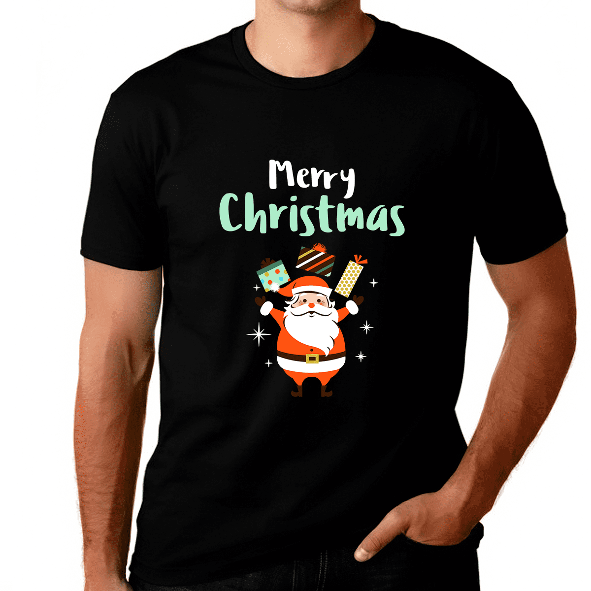 Funny Santa Mens Christmas Pajamas for Men Plus Size Christmas PJs