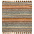 thumbnail image 2 of SAFAVIEH Montauk Lorenzo Striped Cotton Area Rug, Turquoise/Brown, 6' x 6' Square, 2 of 6