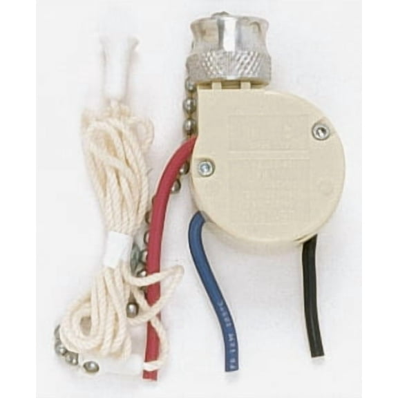 Satco 3 Way Ceiling Fan Switch 2 Circuit with Metal Chain White Cord and Bell Rated 6A-125V 3A-250V