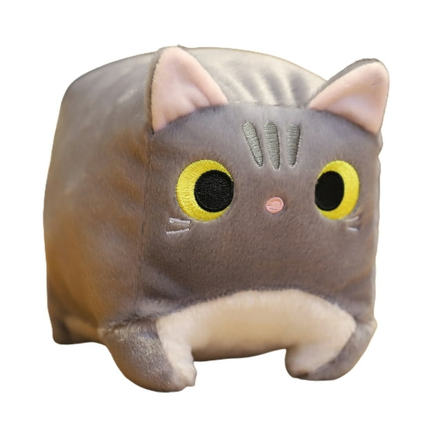 JYYYBF Cute Square Cat Stuffed Animal Plush Cat Huggable Plush Doll Kawaii  Pillow Soft Plush Doll Toy for Kids Gray Cat 21cm 