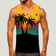 thumbnail image 2 of NOLDARES Mens Beach Tank Tops Tropical Funky Floral Beach Tops Sleeveless Basic T-Shirt Breathable Tee Summer(Z5-Yellow,XL), 2 of 5