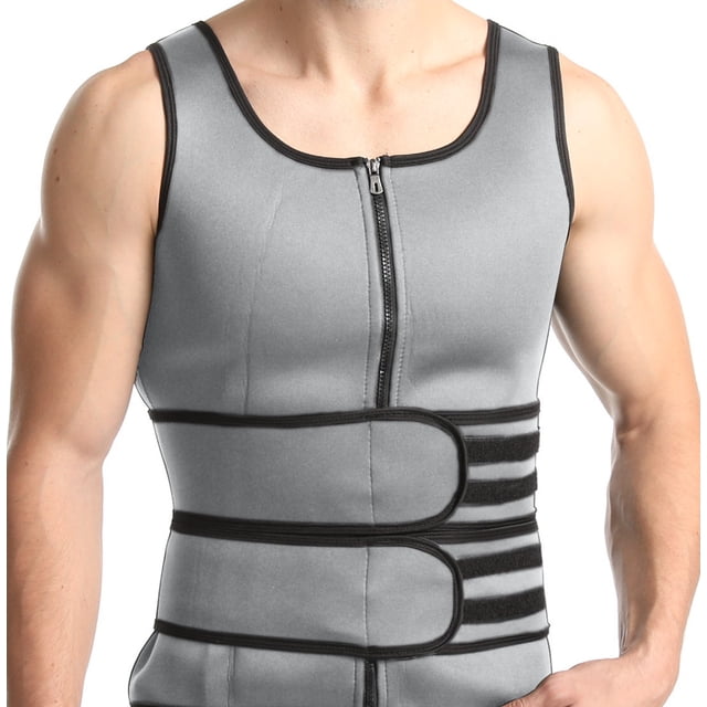 Chaleco deportivo de neopreno para hombre, con cremallera de doble cara, moldeador y adelgazante