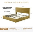 thumbnail image 5 of Sha Cerlin King Size Lift Up Hydraulic Storage Bed Frame, Platform Bed with Fabric Upholstered Wingback Headboard, No Box Spring Needed, Olive Yellow, 5 of 14