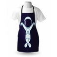 thumbnail image 4 of Science Party Apron, Whimsical Cartoon Style Image of an Astronaut Dancing on Outer Space, Unisex Kitchen Bib with Adjustable Neck for Cooking Gardening, Adult Size, Indigo White Blue, by Ambesonne, 4 of 4