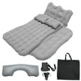 thumbnail image 1 of Colchón de aire para automóvil inflable grueso de terciopelo gris con pilotes divididos, piloto de pierna larga, almohadas de aire, almohadillas de reparación y bomba de aire, 1 of 7
