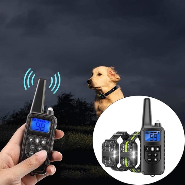 Collar eléctrico para adiestramiento de mascota Yinane recargable a prueba de agua Collar de choque remoto para perros de 2600 pies con pitido gris Verde gris Collar de entrenamiento