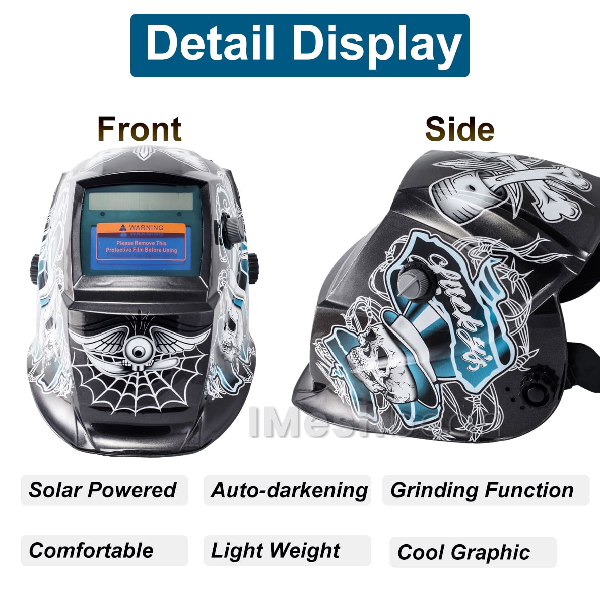 iMeshbean Solar Auto Darkening Welding Helmet Arc Tig Mig Mask Grinding Hood Mask with Bag