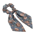 thumbnail image 2 of Vintage Flower Hair Scrunchies Print Scarf Satin Ribbon Hair Tie, 2 of 7