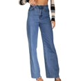 thumbnail image 3 of Sngxgn Women's Classic Mid Rise Straight Leg Jean(Blue,XXL), 3 of 7
