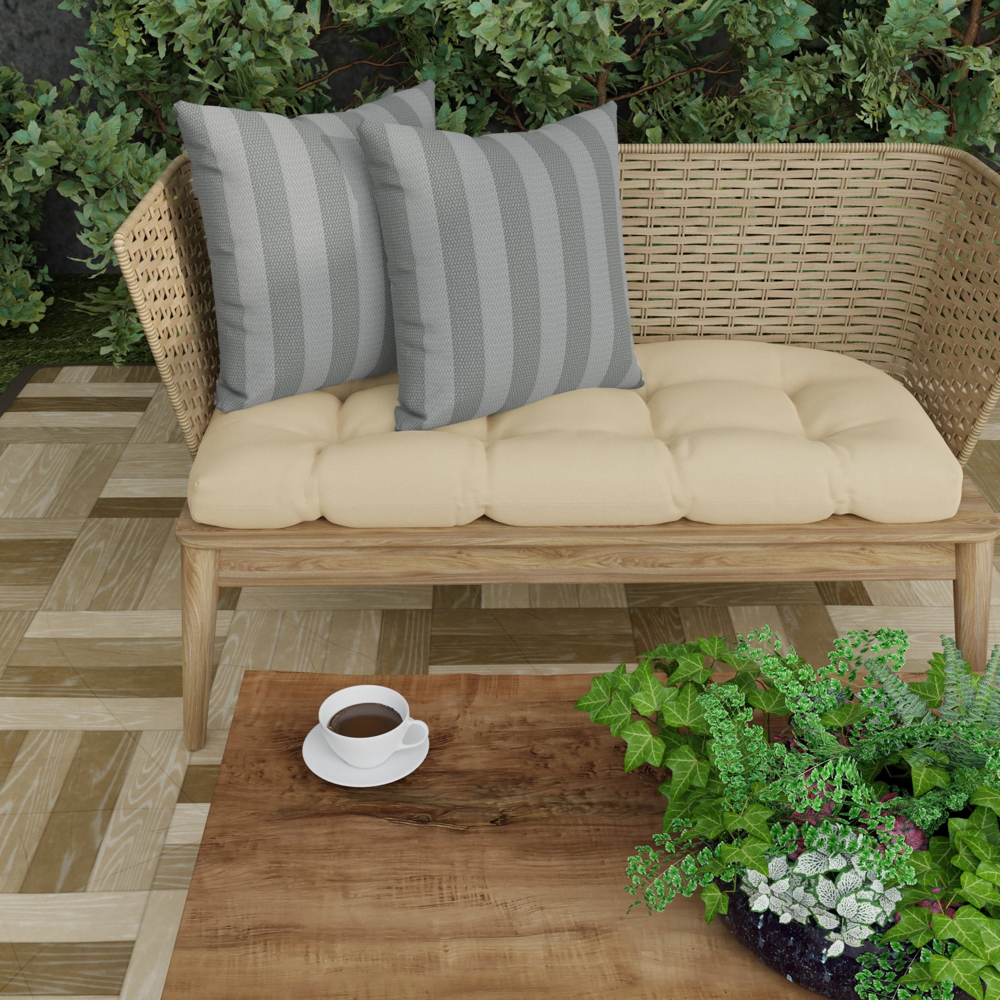 Jordan Manufacturing 16" x 16" Conway Smoke Grey Stripe Square Outdoor Throw Pillow (2 Pack)