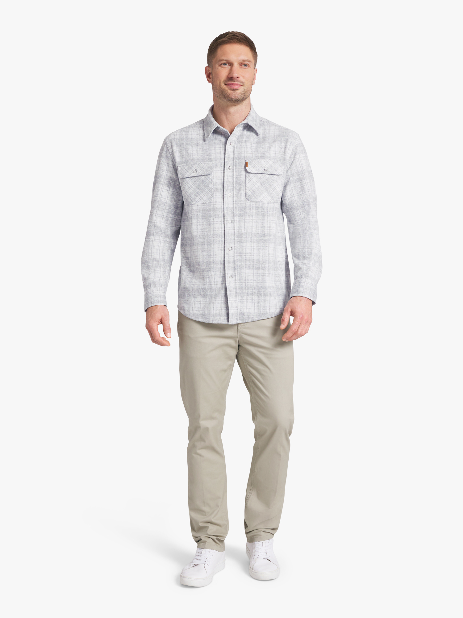 Chaps Men's & Big Men's Long Sleeve Knit Flannel Shirt, Sizes S-3XL