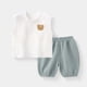 thumbnail image 2 of Conjunto de Pantalones Cortos de Verano para Niños Bordado Oso sin Mangas con Color Bloque Fondo Suave, 2 of 9