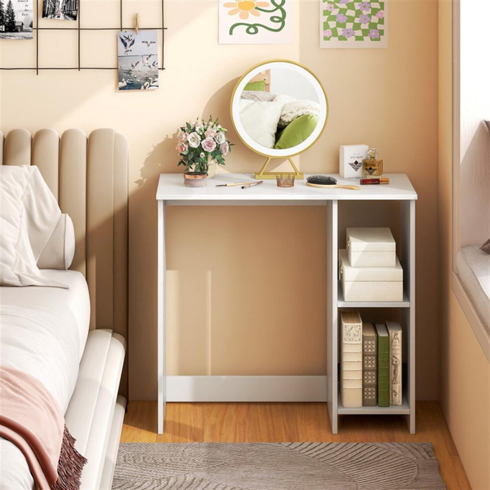 Demi Bonn 31.5" Modern Computer Desk with 2 Compartments, Small Home Office Desk Study Writing Table, White