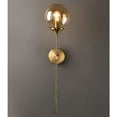thumbnail image 1 of Lámpara de pared industrial, globo de cristal ámbar con lámpara de pared de brazo largo dorado, lámpara de pared junto a la cama dorada, 1 of 5