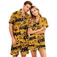 thumbnail image 2 of IYYVV Halloween Satin Matching Pajamas For Couples Short Sleeve Button Down Silk Pjs Goth Blood Rose Sleepwear 2 Pcs Loungewear Yellow L, 2 of 5