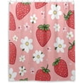 thumbnail image 2 of FREEAMG Strawberries Flowers Shower Curtain Waterproof Fabric with 12 Hooks Bathroom Decorative Bath Curtain Set Polyester Fabric Machine Washable 60 x 72 Inch, 2 of 6