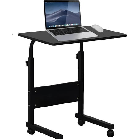 

Small Standing Desk Height Adjustable Computer Desk with Lockable Casters and Baffle - Portable and Compact Design for Small Spaces Bedrooms Offices with Movable Wheels (Rustic-Baffle