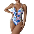 thumbnail image 1 of Gibobby Bañador de una pieza Traje de baño de 1 pieza sexy de verano para mujer Traje de baño estampado con tinte de corbata sexy(Azul,XL), 1 of 3