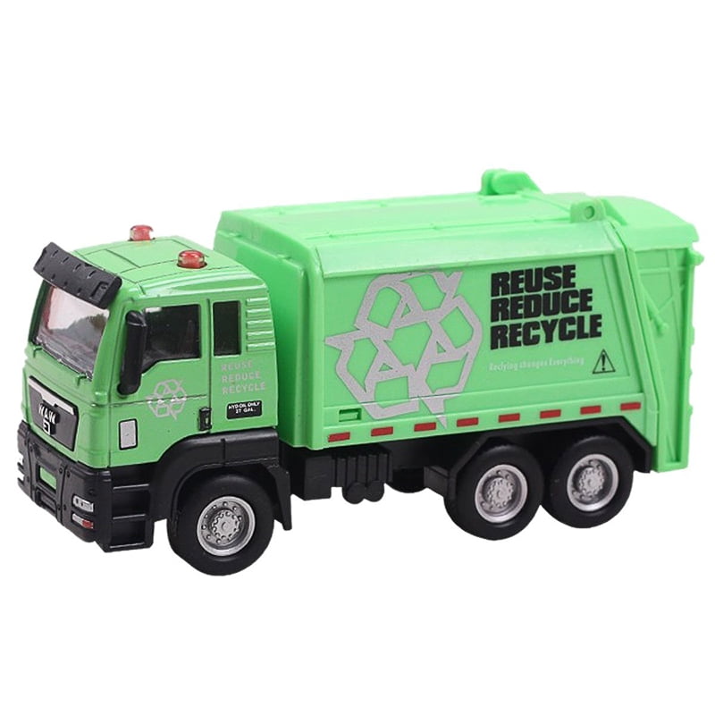 1:32 Pull Back Power Metal Alloy Car Garbage Truck Toy for Kids 