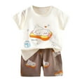 thumbnail image 1 of Ensemble 2 Pcs pour Enfants Garçons Filles Été Imprimé Dessin Animé Manches Courtes Hauts et Shorts, 1 of 4