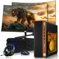 thumbnail image 1 of Restored HP Half Dark Gaming PC Desktop Computer – AMD Pro A10-9700,GT 1030 Graphics,8GB RAM,512GB SSD,Dual 27 Inch Curved Monitor,RGB Keyboard with AI Copilot,Mouse,WiFi,RGB Headphone,Windows 11 (Refurbished), 1 of 9