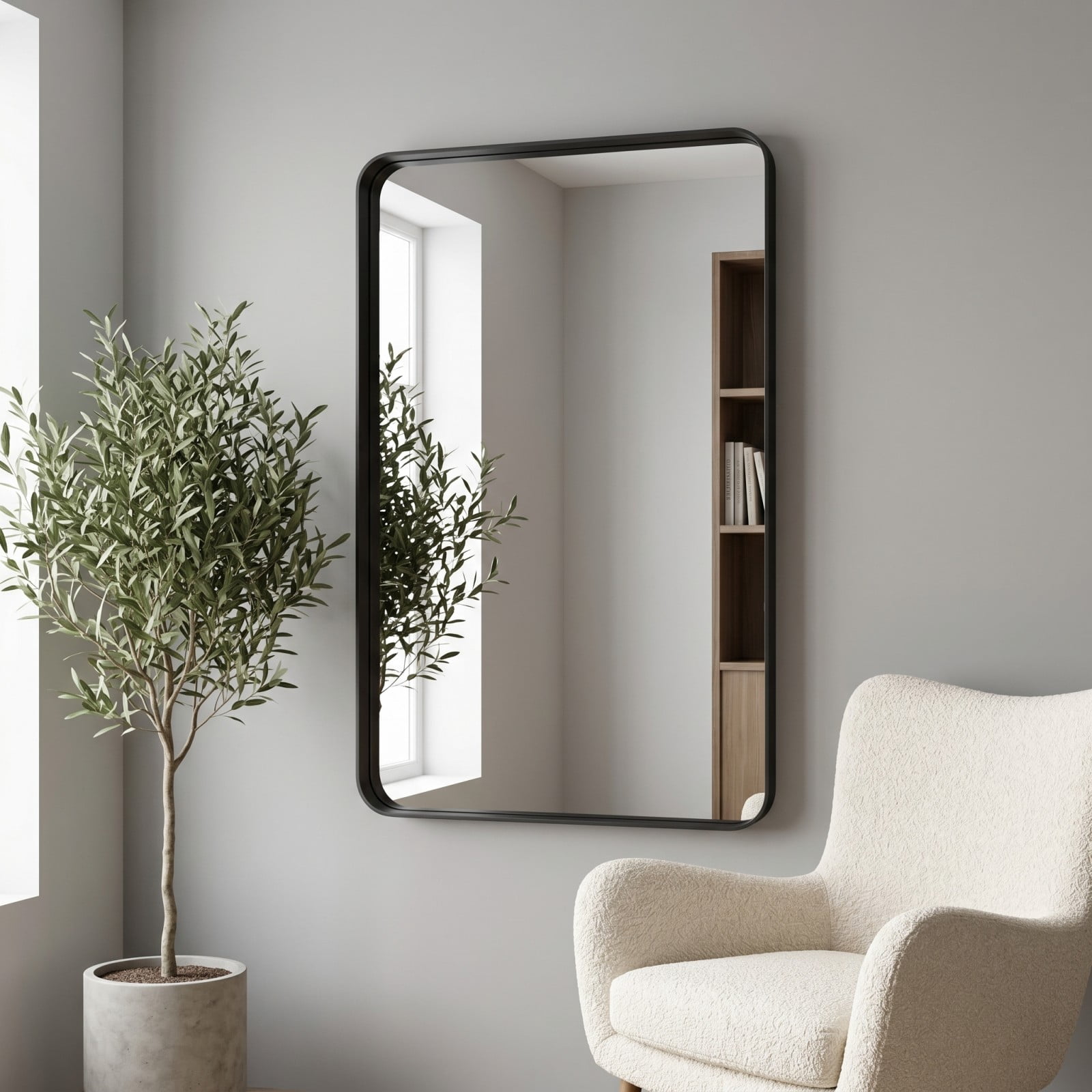 GRAHMCY 20"x30" Bathroom Mirror Wall Mounted Rectangular Vanity Mirror with Deep Frame, Black