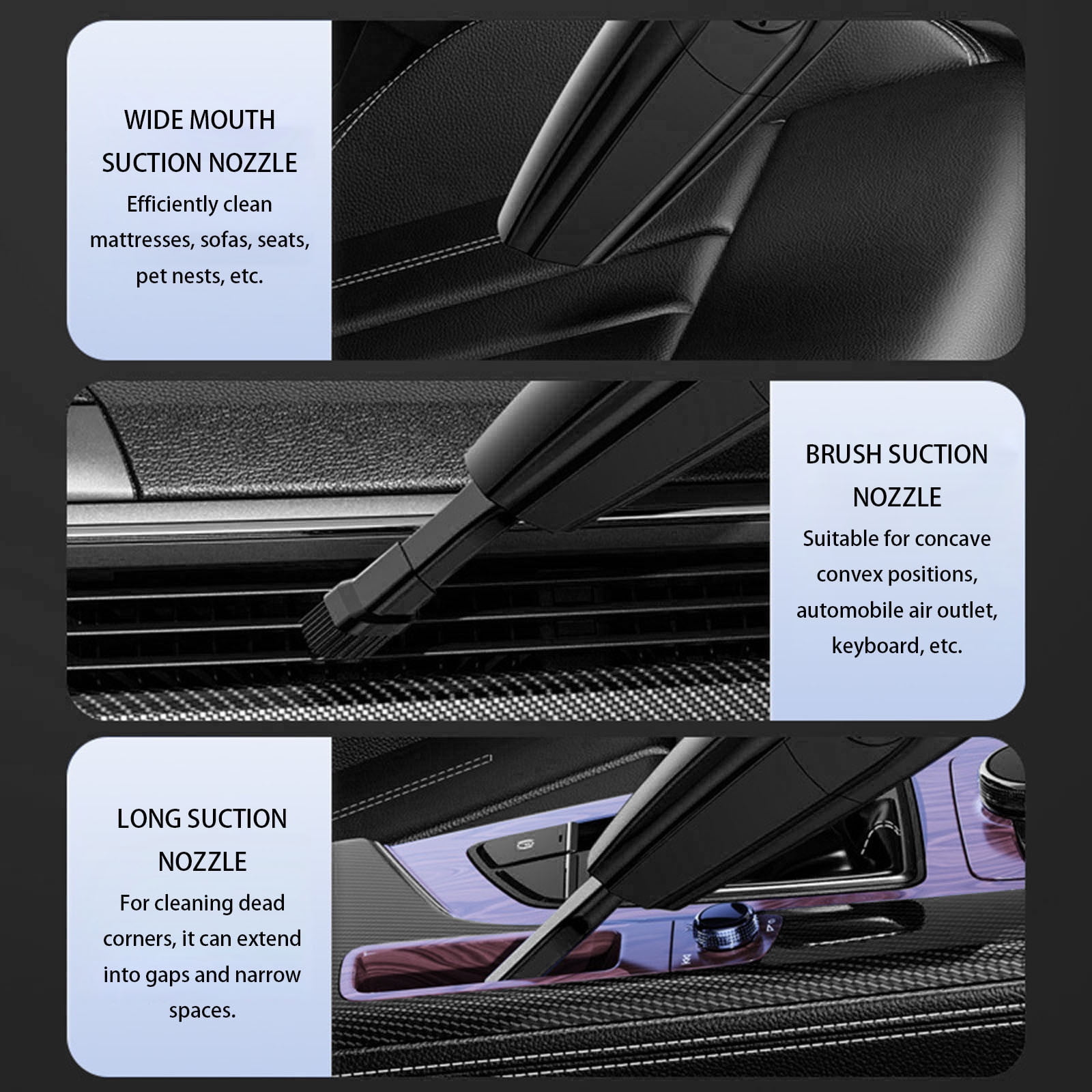 Car Vacuum Cleaner, Gaqring Portable Wireless Handheld High-Power Car Vacuum, 12V Plug and Play Dry Wet Vacuum with 5 Detachable Accessories for Pet Hair Food Residue