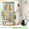 thumbnail image 2 of 79"H Clothes Rack with Wheels, Adjustable Metal Garment Rack, Green, 2 of 4