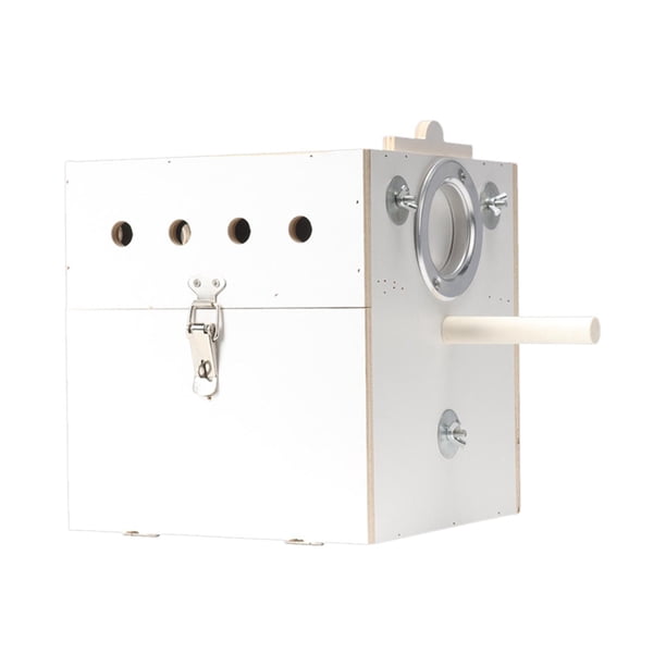Nido de madera para loros, caja nido para pájaros, accesorios para jaula, apareamiento transpirable para loros. dejado colgado Blanco