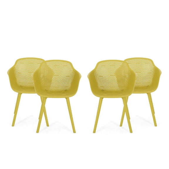 GDF Studio Barbados Outdoor Modern Dining Chairs, Set of 4, Yellow