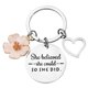 thumbnail image 1 of Llavero inspirador de acero inoxidable: lindo corazón flor llavero bolsa colgante, 1 of 5