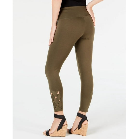 INC Lattice Ankle Shaping Leggings (M, Olive)