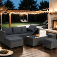 thumbnail image 3 of 7 Piece Patio Furniture Sets Outdoor Sectional PE Rattan Outdoor Furniture Patio Conversation Set with Adjustable Lounger Sofa & Ottomans, for Balcony Lawn and Garden, Gray, 3 of 10