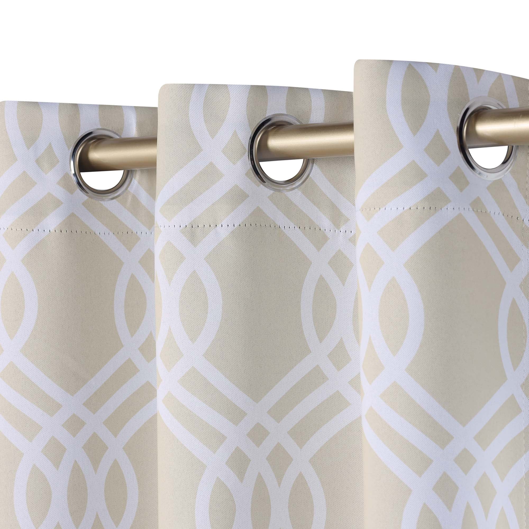 Superior Ribbon Blackout Curtains Set of 2, Grommet Header Cutain Panel Pair, Grey, 52"W x 84"L