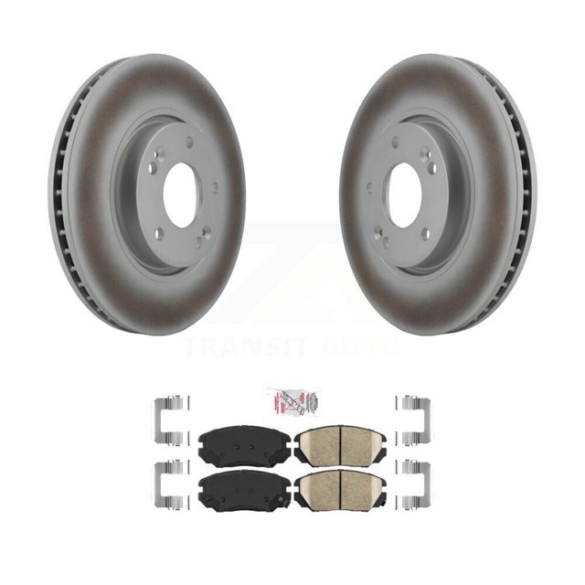 Transit Auto Front Coated Disc Brake Rotors and Ceramic Pads Kit for Car 2006-2010 Hyundai Sonata 3.3L KGA-100494