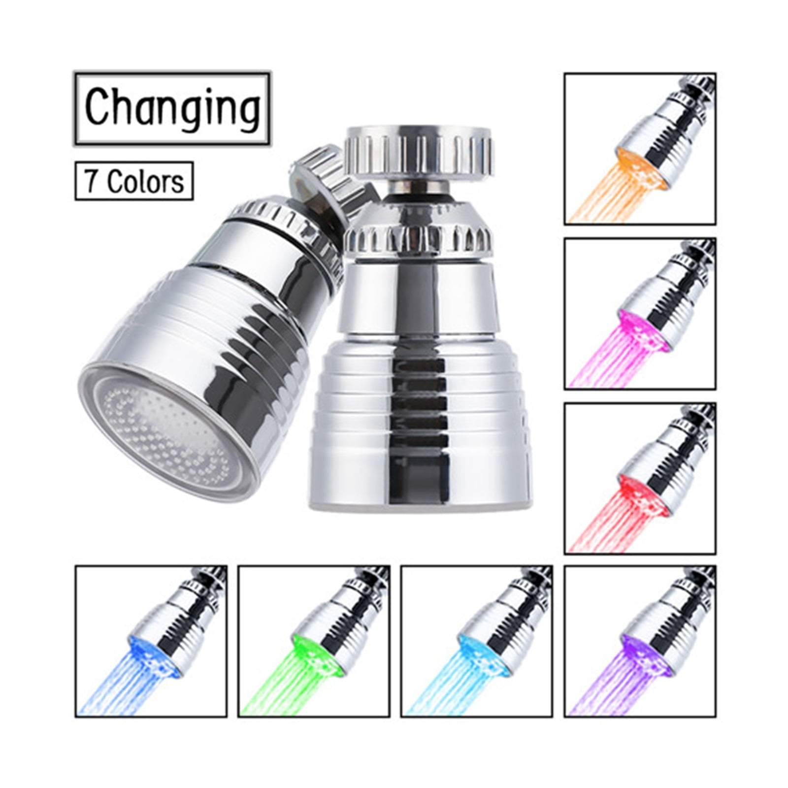 Faucet Aerator,LED Temperature Sensitive Light-up Faucet Kitchen Bathroom Glow Water Saving Faucet 360 Rotary Kitchen Faucet Shower Head ,Easy to Operate