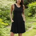 thumbnail image 4 of Aiyino Women's Dresses Plus Size 2XL Sleeveless Summer Casual Sundress Short Vest Dress Black, 4 of 7
