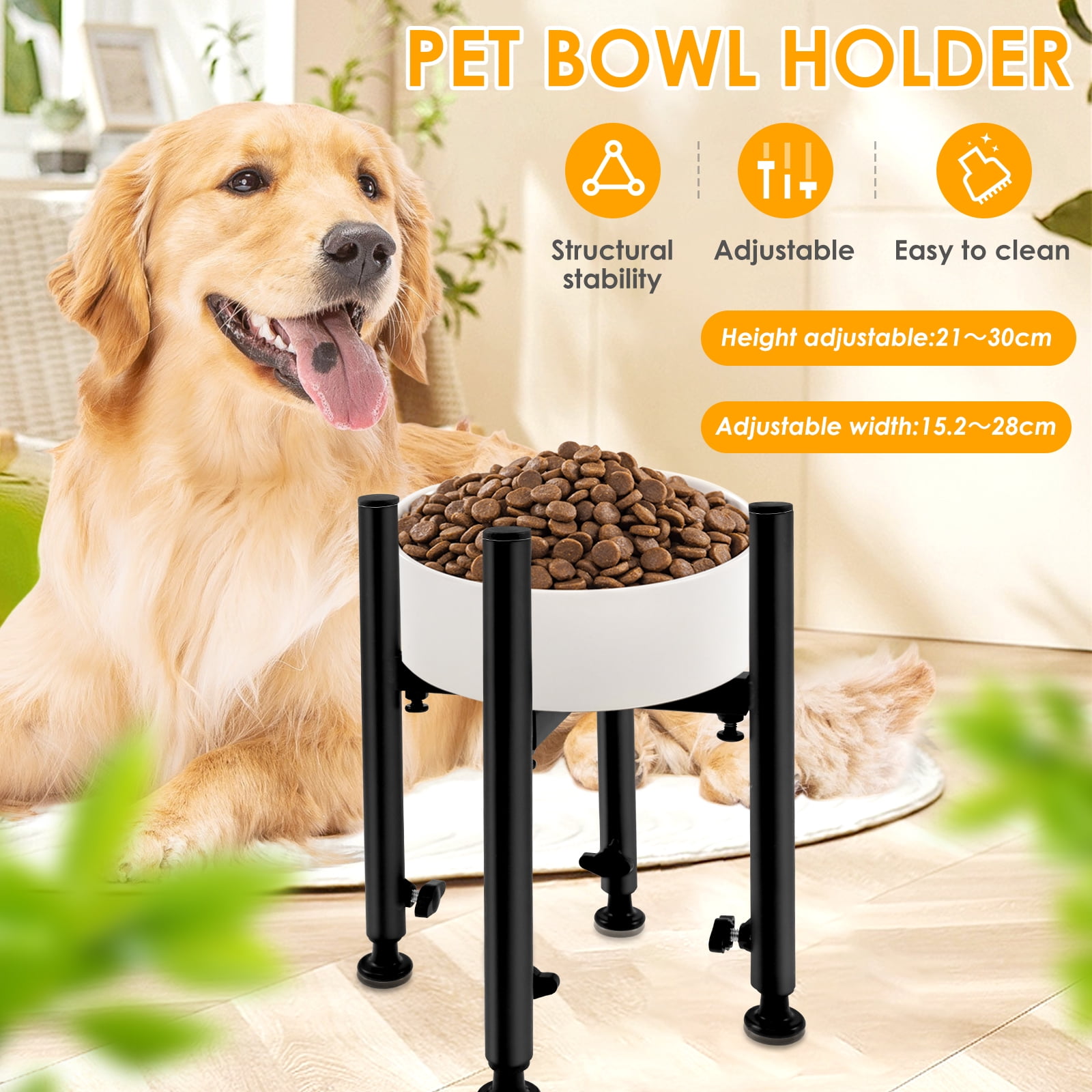 Threns Adjustable Elevated Dog Bowl Stand Metal Raised Dog Bowl Stand Detachable Pet Water and Food Bowl Stand Anti Slip Raised Dog Food Bowl Stand for Large Medium and Small Dogs