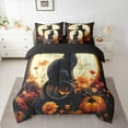 thumbnail image 2 of Feelyou Halloween Black Cat Twin Bedding Sets 7-Piece for Kids, Mystic Moon Bedding Comforter Set, Rustic Groovy Floral Reversible Sheet Sets, Lightweight Room Decor, 2 of 7
