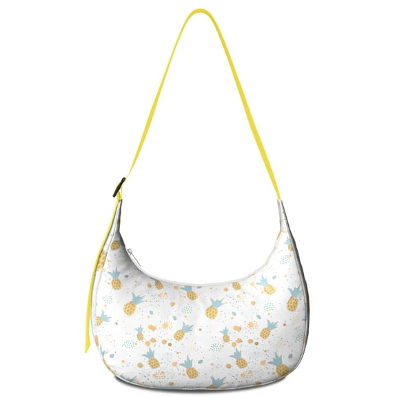 Yellow Pineapple Print Travel Crossbody Bag for Women, Lightweight Water-Resistant Hobo Purse, Cute Tropical Fruit Shoulder Handbag, Large Capacity Summer Tote