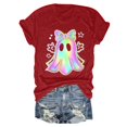 thumbnail image 5 of frariair ​2025 Trendy Pumpkin Print Short Sleeve Crew Neck Tee For Women Fall Halloween Graphic Casual T-Shirt Tops​Red M, 5 of 5