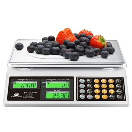 

HUIXIAN Price Computing Scale 66lb Digital Commercial Food Meat Produce Weighing Scale with Green Backlight LCD for Farmers Market Retail Outlets Dry Battery Powered Not for Trade