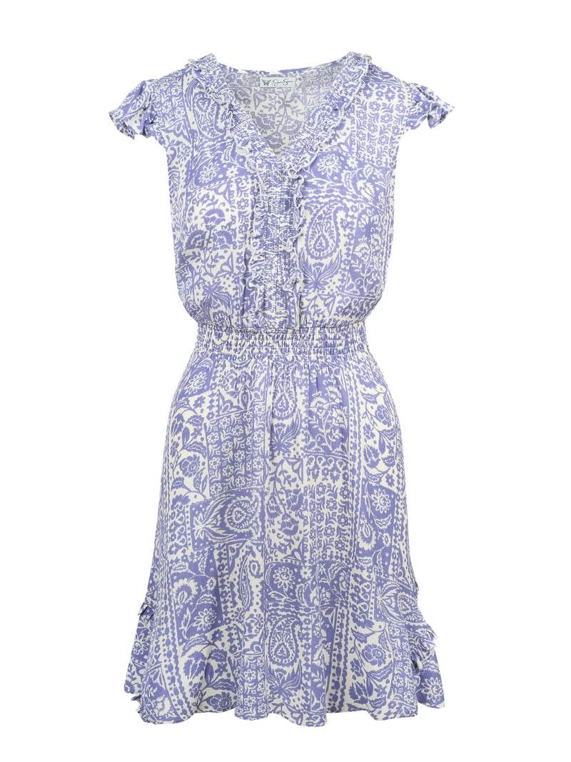 Jessica Simpson Women's Jade Ruffle Mini Dress with Flutter Sleeves, Sizes  XS-XL