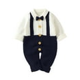 thumbnail image 1 of ZAXARRA Combinaison Bébé Garçon Épissage Couleur Revers Manches Longues Tricoté Rompers, 1 of 9