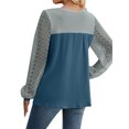 thumbnail image 5 of HUBERY Women Waffle Crew Neck Color Block Spliced Lace Long Sleeve Pullover Top, 5 of 6