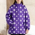 thumbnail image 2 of YunPes Girls Long Fleece Lined Jacket Colorful Pattern Hooded Windproof Warm Coat with Pockets Teen Winter Outdoor Windbreaker, 2 of 9