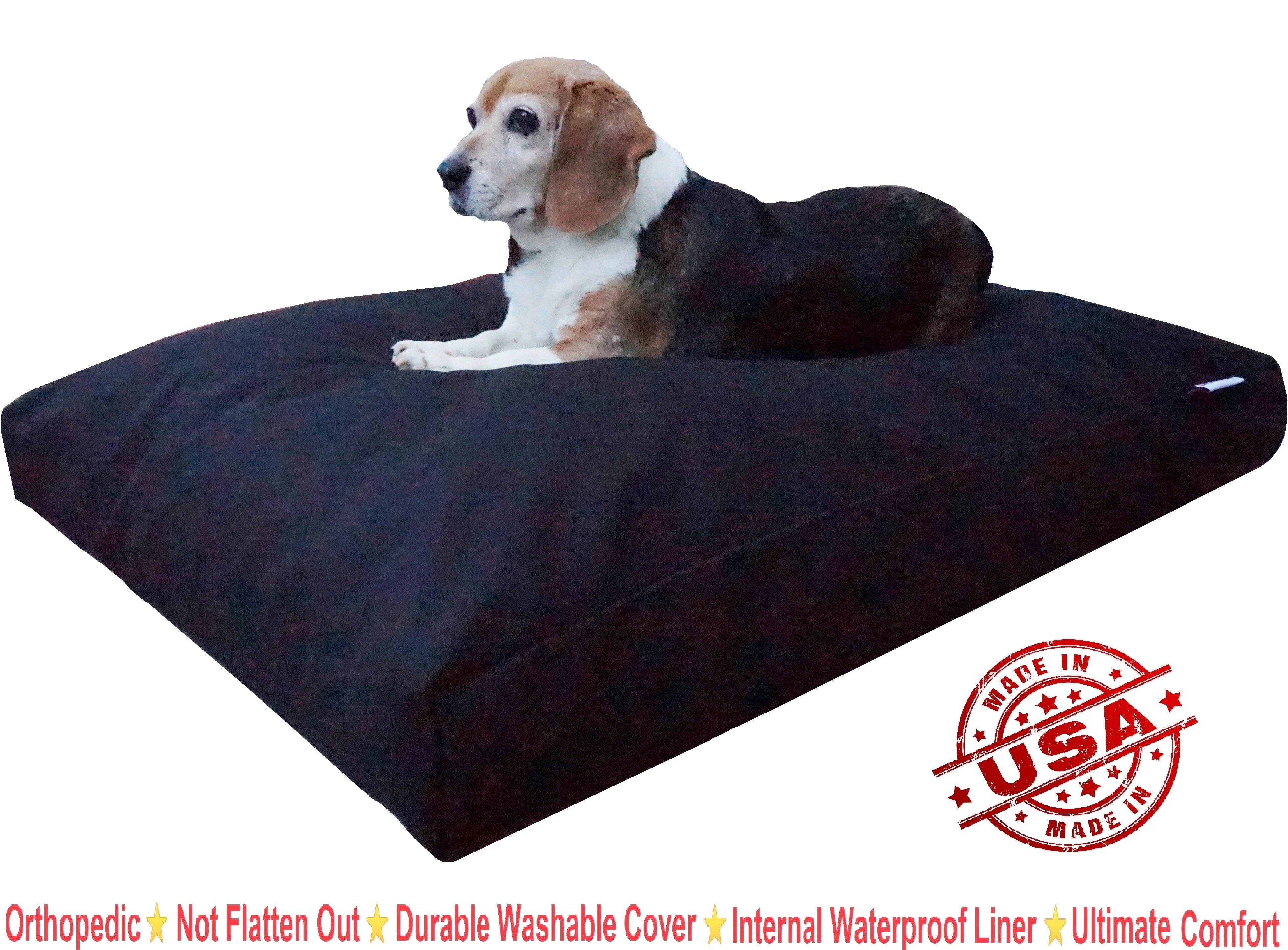 Dogbed4less Shredded Memory Foam 47"x29" Dog Bed Pillow with Black Canvas Cover