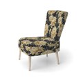 thumbnail image 3 of Designart « Opulent Navy Gold Damask VI » Fauteuil d'Appoint Rembourré à Motif Damassé Doré - Fauteuil à Accoudoirs Bohème et Éclectique pour Salon, 3 of 7
