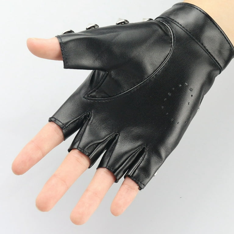 Okbabeha Womens Girls Punk Gothic Fingerless Gloves