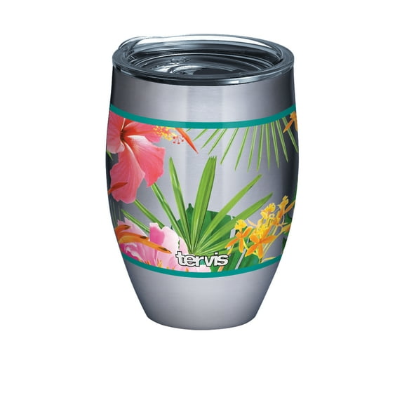Tervis Triple Walled Tropical Hibiscus Photo Insulated Tumbler Cup Keeps Drinks Cold & Hot, 12oz, Stainless Steel